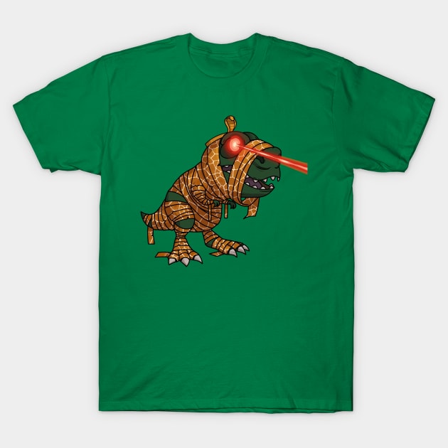 Laser-Eyed T-Rex: Mummified & Mad on a Planet Takeover! T-Shirt by Lightmind Design